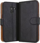 Case Collection for Samsung Galaxy A8 (2018) Phone - Premium Leather Folio Flip Cover | Magnetic Closure | Kickstand | Money and Card Holder Wallet | Compatible with Samsung A8 Case Black