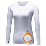 TERODACO Base Layer Women Thermal Thumbhole Gym Top Women Long Sleeve Compression Womens Sports Top for Running Yoga Ski,Breathable Quick Dry Soft 5021 White L