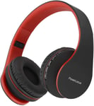 Casque Bluetooth Sans Fil - Casque Sans Fil Avec Micro Int¿¿gr¿¿ - Hi-Fi Stereo Micro Sd/Tf, Fm Radio Casque Pliables Pour Iphone/Android/Ipad/Ordinateurs Portables (Noir/Rouge)