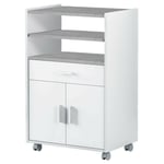 Abitare - Armoire micro-ondes 92 cm blanc mat et béton avec un tiroir et deux portes - Merano