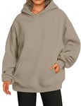 Zeagoo Sweat à capuche pour femme - Décontracté - Sport - Oversize - Avec poche - Manches longues - Col rond - Léger - Automne - Couleur unie, gris/marron, XXL