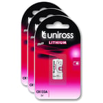 UNIROSS Lot de 3 Packs de 1 Pile Lithium CR123A, 3V