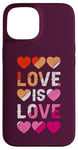 Coque pour iPhone 15 Lesbienne, Cœurs, L'amour est l'amour, Fierté LGBT