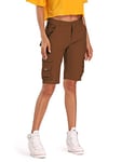 Aeslech Women's Cargo Shorts with Pockets Casual Bermuda Twill Combat Work Shorts Coffee US 16 - UK 18