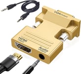 Adaptateur Hdmi Vers Vga, 1080P Hdmi Femelle Vers Vga Mâle Convertisseur De Câble Audio Vidéo Avec Câble Audio 3,5 Mm Pour Ordinateur, Bureau, Moniteur, Hdtv, Etc. (Or)[YIN140991]