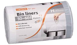 DEISS 50-60 Litre Bin Liners for Brabantia Touch Bin (Size H), Pack of 30.