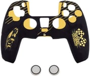 Étui En Silicone Pour Manette De Jeu Avec 2 Bouchons D'haltère Pour Manette Ps5, Étui De Protection Anti-Poussière Doux Antidérapant Pour Cadeaux Pour Jeux Ps5 (Blanc/Jaune/Rouge)