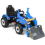 Goplus - Tracteur Electrique avec Pelle, Voiture Vehicule Electrique pour Les Enfants 3 a 8 Ans, Pelle Frontale,Excavatrice Articulee,Volant