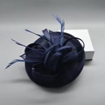 Kvinnor Chic Fascinator Hatt Cocktail Bröllopsfest Kyrka Huvudbonad Mode Huvudbonader Fjäder Håraccessoarer Sinamay Fascinators Navy