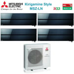 mitsubishi electric quadri split climatiseur inverter série kirigamine style msz-ln 9+9+12+12 avec mxz-4f72vf onyx black r-32 wi-fi couleur intégrée