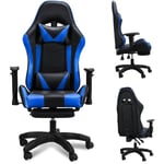 Einfeben - Chaise de jeu Chaise Gaming Ergonomique Fauteuil Gamer Chaise de bureau chaise gamer Racing Chaise pivotante Réglable Noir/Bleu