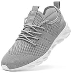 Femme Chaussures de Running pour Course Sports Fitness Respirant Mesh Gym Outdoor Trail Jogging Walking Tennis Baskets athlétique Sneakers Gris 37 EU