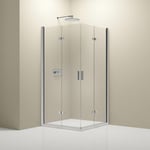 Paroi de douche d'angle verre 8mm Cabine de douche intégrale Parre douche 2 portes pliantes angle - NT213 - Toutes tailles & couleurs dispo - 100cm,