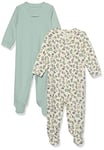 Amazon Essentials Combinaison pour jour et nuit en coton, avec pieds (anciennement Amazon Aware) Mixte Bébé, Lot de 2, Imprimé/Lapin, 3-6 mois