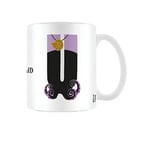 The Little Mermaid Tasse à café en céramique Disney Alphabet personnalisable (U pour Ursula) 325 ml dans une boîte cadeau Disney – Produit officiel, blanc/violet/noir