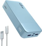 Power Bank, 20000mah Chargeur Portable, 45w Usb C In & Out Charge Rapide, Batterie Externe 4 Ports Avec Affichage Numérique Led, Compatible Avec Macbook, Iphone 15 14 13 Pro Samsung S23 (Blue)