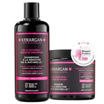 Kerargan - Duo Ultra Réparateur Shampoing & Masque à la Kératine pour Cheveux Abîmés et Stressés - Nourrit, Lisse & Protège - Sans Sulfate, OGM, Silicone - 2x500 ml