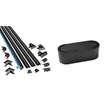 D-Line 3015KIT002 4-Meter Mini Trunking Multipack, Black – 30mm (W) x 15mm (H) & Cable Tidy Box Hide and Conceal Extension Blocks and Electrical Cables - Small, Black