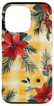 Coque pour iPhone 13 Pro Jaune aquarelle florale rouge Buffalo Plaid Merry Christmas