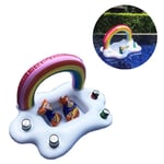 Porte-boissons gonflable nuage arc-en-ciel, porte-boissons gonflable flamant rose, barre flottante de piscine avec 4 trous de boisson, accessoire de Spa