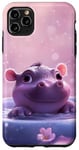 Coque pour iPhone 11 Pro Max Joli bébé hippopotame fond rose