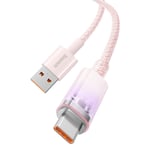 Baseus USB-A til USB-C-kabel, 100W, 480mbps, 1m - Rosa