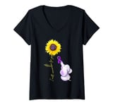 Womens I Will Remember For You Sunflower Elephant Alzheimer V-Neck T-Shirt