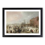 Big Box Art Winter Scene On The Ice Vol.2 by Hendrick Avercamp Framed Wall Art Picture Print Ready to Hang, Black A2 (62 x 45 cm)