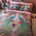 Matthew Williamson Xanadu Peacock 200 Thread Count Cotton Pink Duvet Cover and Pillowcase Set