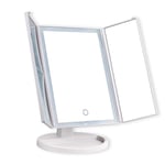 HGXC Miroir de comptoir Miroir de Bureau LED Miroir de Gradation Tactile Pliant à Trois côtés Miroir de beauté créative Miroir de Maquillage éclairé