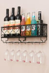 Wall Mounted Wine Rack Iron Bottle Champagne Glass Holder Shelves Home Party Bar 50cm