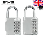 2X 4 Digit Combination Padlock Heavy Duty Outdoor Lock Gym Travel Luggage Locker