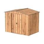 Duramax TOP Shed 8 x 6 (4.37 m²) Abri de jardin en métal, fabriqué en acier galvanisé, structure de toit renforcée, sans entretien et résistant aux intempéries, Grain de bois