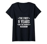 Womens 9 Year Wedding Anniversary Married Couples 9th Anniversary V-Neck T-Shirt