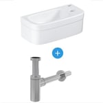 Grohe Ensemble Euro Ceramic Lave-mains  370 x 180 mm + Siphon Alca en métal Chromé (39327000-SET)