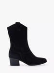 Gabor Kirsten Wide Fit Suede Western Calf Boots, Black