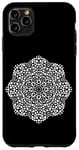 Coque pour iPhone 11 Pro Max Blanc sur pois noirs délicats Mandala Formes noires Mania