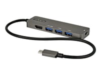 Startech.Com Usb C Multiportadapter - Usb-C Till Hdmi 2.0B 4K 60Hz (Hdr10), 100W Strömförsörjning Pass-Through, Usb 3.0 Hubb Med 4 Portar - Usb Type-C Mini-Dockningsstation - 30 Cm (12") Lång Ansluten Kabel - Dockningsstation - Usb-C - Hdmi