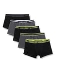 JACK & JONES Men's Jacspeed Solid Trunks 5 Pack Boxer Shorts, Black/Pack: Asphalt-Black-Asphalt-Black, M