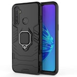 HAOYE Case for Realme 6i, 360 degree Rotating Ring Holder Kickstand Heavy Duty Armor Shockproof Cover, Double Layer Design Silicone TPU + Hard PC Case with Magnetic Car Mount. Black