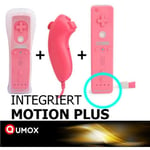 QUMOX 2 en 1 Manette Wiimote motion plus intégrée - Nunchunk - Housse Protection pour Wii-Manettes rose compatible de marque QUMOX