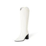 The Drop Women's Cassandra Knee-High Western Boot, White, 6.5