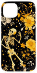 Coque pour iPhone 15 Plus Jaune Bohème Floral Squelettes Dancing Night Sky Cool Goth