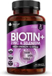 Biotin Hair Growth Vitamins 12,000Mcg 180 D-Biotin Tablets Enriched with Zinc &