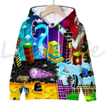 Angry Geometry Dash Hoodies för crianças, Cartoon Game Sweatshirts för crianças, 3D Print Hoody, Pulôveres för meninas och meni Gray 140