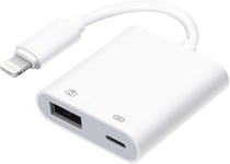 [Certifié Apple MFi ] Adaptateur USB OTG pour appareil photo avec port de charge, adaptateur Lightning mâle vers USB femelle pour iPhone/iPad/lecteur de cartes/clé USB/clavier/souris Plug and Play