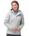 33,000ft Veste softshell pour femme - Imperméable - Respirante - Chaude - Veste d'hiver en polaire - Veste de mi-saison - Coupe-vent - Avec capuche, gris clair, XXXL