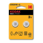 Kodak Max Lithium CR2016 batteri - 2 stk.