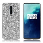 Glitter OnePlus 7T Pro skal - Silver/Grå