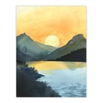 Artery8 Redfish Lake Mountain Landscape Lakeside Sunrise Living Room Large Wall Art Poster Print Thick Paper 18X24 Inch